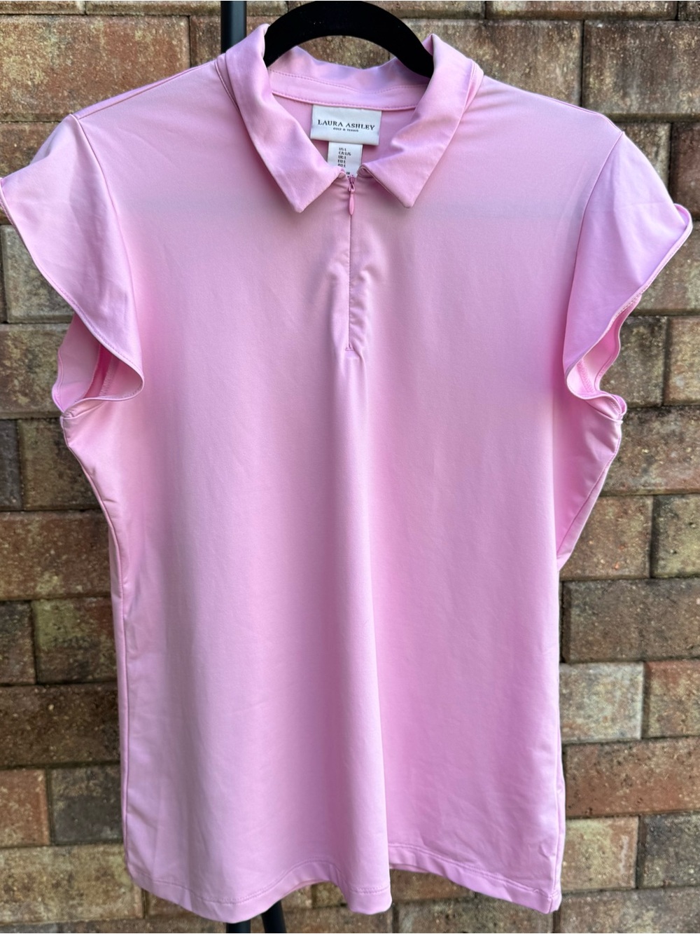 Laura Ashley Golf & Tennis Soft Pink Zip Performance Polo Top